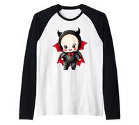 Kewpie Baby Cute Vampire Demon Devil Raglan Baseball Tee