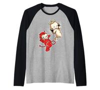Kewpie Baby Devil Angel Cherubs Raglan Baseball Tee