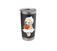 Kewpie Baby Ghost Pumpkin Jack-o-Lantern Stainless Steel Insulated Tumbler
