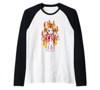 Kewpie Baby Scary Horror Girl Raglan Baseball Tee