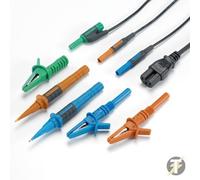 Kewtech ACC016E - Universal 3x Wire G7 Distribution Board Fused Test Leads With IEC Connector, 2 Fused High Performance Crocodile Clips & A Piggyback Facility For 2 Wire Testing