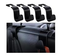 Kewucn 4 Pack Car Seat Headrest Hook, Stylish Back Seat Hook Holder Organizer for Handbag Purse Clothes Coats Grocery Bags, Universal Vehicle Interior Accessories for Most Cars (Black)
