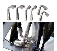 Kewucn 6 Pack Valve Nozzle Inflation Extensions, 45 Degree 90 Degree 135 Degree Tire Valve Stem Extenders, Tyre Valve Extension Adaptor for Dual Wheels Passenger Car RV Stroller Bicycle (Silver)
