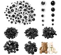 KEWUF 790 Pieces Puppet Eyes, Craft Eyes, Doll Eyes, Black Eyes, Moving Eyes, for DIY Puppet Making, Fur Toys and Puppets (4/5/6/8/10mm, 2 Types Eyes)