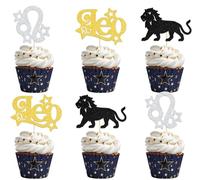 KEWUFD 24PCS Leo Cupcake Topper Big Leo Energy Cake Decor 12 Zodiac Constellation Leo Birthday Party Decoration Supplies