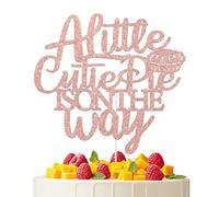 KEWUFD A Little Cutie Pie Is on the Way Cake Topper Baby Shower Decorations Rose Gold Glitter