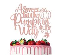 KEWUFD A Sweet Little Pumpkin Is on the Way Cake Topper A Little Pumpkin Is on the Way for Girl Rose Gold Glitter