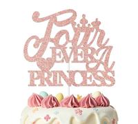 KEWUFD Four Ever A Princess Cake Topper Princess Themed 4th Birthday Party Decorations Four Ever A Princess Birthday Decorations for Girl Rose Gold Glitter