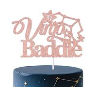 KEWUFD Glitter Virgo Baddie Cake Topper Big Energy Virgo Cake Decor 12 Constellation Zodiac Themed Birthday Party Decorations Supplies Rose Gold
