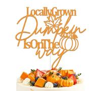 KEWUFD Locally Grown Pumpkin is on the Way Cake Topper Orange Glitter | Pumpkin Themed Baby Shower Decorations A Little Pumpkin Is on the Way Baby Shower Decorations