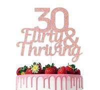 KEWUFD Thirty Flirty and Thriving Cake Topper Thirty Flirty and Thriving Decorations Cheers to 30 Years Birthday Anniversary Party Decoration Supplies Rose Gold Glitter