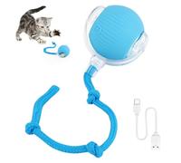 KEWUZY Cat Toy Electric Cat Ball with LED Light, Interactive Cat Toy, Cat Ball, 360 Degree Ball, Automatic Modelling Cat Ball with Rope, USB Rechargeable (Blue)