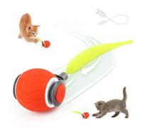 KEWUZY Cat Toy Electric Cat Ball with LED Light, Interactive Cat Toy, Cat Ball, 360 Degree Ball, Automatic Modelling Cat Ball with Rope, USB Rechargeable