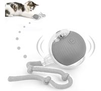 KEWUZY Cat Toy Electric Cat Ball with LED Light, Interactive Cat Toy, Cat Ball, 360 Degree Ball, Automatic Modelling Cat Ball with Rope, USB Rechargeable (Grey)