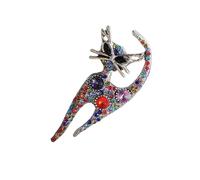 KEXIAO - Bling Rhinestone Cat Brooch Pin Fashion Unisex Handmade Jewelry for Women Men, 7.1x2.9cm, enamel