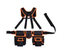 KEXIAO Heavy Duty Adjustable Carpenters Tool Belt with Multi Pockets Pouches and Reinforced Suspenders for Construction Work