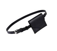 KEXIAO Korean Styles Fashionable Small Waist Bag for Women PU Leather Belt Bags with Stylish Design and Multiple Compartments, Black, 10*9cm