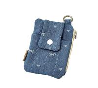 KEXIAO Lovely Wallet Star Coin Purse Bows Change Bag Card Bag Card Storage Case Change Purse Change Pocket Coin Pouches, Dark Blue Bow, 9x12cm