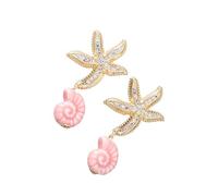 KEXIAO Starfishes Seashells Earrings Alloy Comfortable Jewelry Accessory for Sensitive Skin, 2.9x6.1cm, Zinc