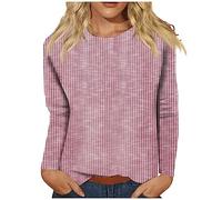 KEXIMIXUE Tunic Tops for Women UK Cool Elegant Three Quarter Sleeve Top Summer Oversized Part Crewneck Stripe Loose Top Pink