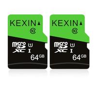 KEXIN 2 Pack Micro SD Card 64GB Memory Card Extreme MicroSDXC SD Card Class 10 U1 Micro SD 64 GB Microsd Cards TF Card for Smartphone, Fire Tablet, Monitor, Dash Cam, Switch (Black Green)