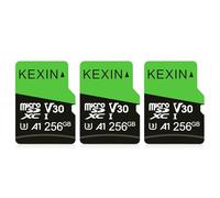 KEXIN 3 Pack Micro SD Card 256GB MicroSDXC with SD Adapter, A1, U3, V30, C10 Micro SD Memory Card TF Card 4K Full HD Video Recording for Camera, Smartphone, Monitor, Drone, Dash Cam, Gopro Green