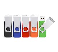 KEXIN 32GB USB Flash Drive 5-Pack USB Memory Stick Swivel USB Stick Thumb Drive Pen Drive 32 GB with LED Indicator for Data Storage and Backup (5Pack Mixcolor USB 2.0)