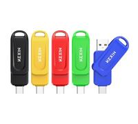 KEXIN USB C Stick 32GB USB 3.0 OTG 5-Pack Up to 100MB/s, Dual USB Type-C & USB-A Ports, Memory Stick for Mobile Phone, iPhone 15/16/17, Tablet, Car, PC