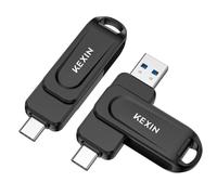 KEXIN USB C Stick 64GB USB 3.0 OTG 2-Pack Up to 100MB/s, Dual USB Type-C & USB-A Ports, Memory Stick for Mobile Phone, iPhone 15/16/17, Tablet, Car, PC