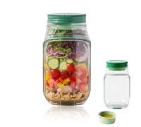 Kexinmierxi Salad Pod Jar, Portable Salad Container with Side Opening and Leakproof Dressing Compartment, Reusable Salad Bowl with Lid for Meal Prep, Lunch Box, and On the Go Fresh Meals