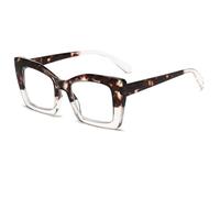 Kexinsuo Fashion Square Blue Light Blocking Glasses, multi-focus lens, flexible hinge,Reading Glasses (BrTo & TR, 3, x)