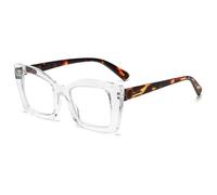 Kexinsuo Fashion Square Blue Light Blocking Glasses, multi-focus lens, flexible hinge,Reading Glasses (transparent, 3.5, x)