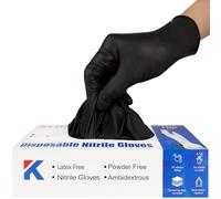 Kexle Nitrile Disposable Gloves Pack of 100, Latex Free Safety Working Gloves for Food Handle or Industrial Use, Black, Large(Pack of 100), (2D-IJ9V-27IH)