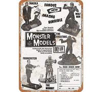 Kexle Vintage Decor Metal Tin Sign Monster Models Comic Ad Metal Pub Bedroom Fun Wall Decor Tin Fashion Tin Poster 20x30cm
