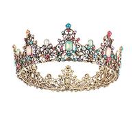 KEXMY Baroque Queen Crown and Tiara, Crystal Wedding Tiara for Women and Girls, Vintage Birthday Tiara, Costume Party Hair Accessory with Gemstones