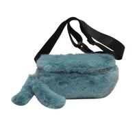 Kexpery Casual Fluffy Shoulder Bag for Women Blur Chest Bag Versatile Waist Bag Zipper Adjustable Strap Autumn Winter Shoulder Bag, Blue, 200.00x140.00x30.00mm, Sports