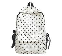 Kexpery Cute Polka Dot School Backpack Kawaii Sweet Nylon Travel Daypack with Side Bows Bookbag for Girls Women Casual High-school College (White)