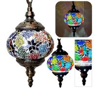 Kexpery E27 Bar Restaurant Mediterranean Pendant Exotic Turkish Style Classic Homestay Chandelier Turkish Moroccan Mosaic Hanging Ceiling Light for Bar Home Hotel (F)