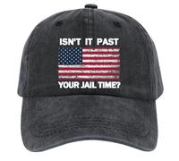 Kexpery Isn't It Past Your Jail Time American Flag Baseball Adjustable Low Profile s Cotton Unisex Baseball Hat Classic Fashion for Men and Women (Black)