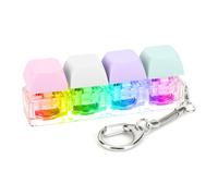 Kexpery Keyboard Keychain 4 Keys Keyboard Decompression Toys with LED Light Keyboard Clicker Toy DIY Keyboard Toy for Adult to Relieve Stress Spend Time (Color A