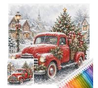 Kexpery Red Car Christmas Embroidery Kit 50x50 cm