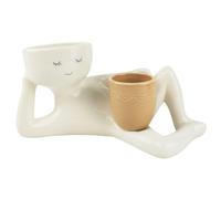 Kexpery Relaxing Person Holding Pot Planter with Drainage Hole Penis Body Vase Decor Resin Desktop Body Flower Pot for Succulents Cactus (Yellow)
