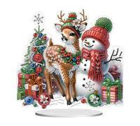 Kexpery Round+Special Shape Diamond Painting Tabletop Ornaments Kit Acrylic Desktop Diamond Painting Ornament Kits Winter Snowman 5D DIY Diamond Graphic Art Decorations for Home Office Decor
