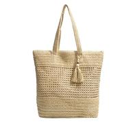 Kexpery Summer Straw Bags for Women Large Capacity Tote Bag W/Zipper Closure Summer Beach Handbag Fashion T
