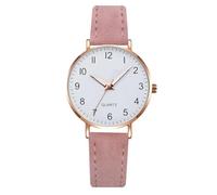 Kexpery Women Glow in The Dark Round Dial Wrist Watch Leather Strap Quartz Minimalist Watch Casual Fashion Designer Wrist Watches Ladies Watch Gift for Holidays and Special Occasions (Pink)