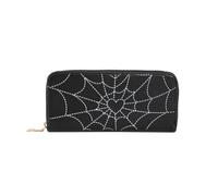 Kexpery Women Spider Web Print Wallet PU Leather Gothic Coin Money Bag Fashion Multi-Use Halloween Trendy Wallet for Girls (Black)