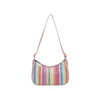 Kexpery Women Striped PU Shoulder Bag Large Capacity Underarm Bags with Adjustable Strap Top-Handle Bags for Daily Office Work Outing Social Occasions (Pink 240 * 160 * 70)