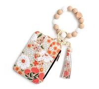 Kexpery Women's Bohemian Keychain Wallet with Beaded Bracelet and Tassel Small Card Holder with Key Ring