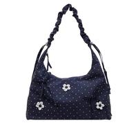 Kexpery Women's Handbag Bow-knot Polka Dot Shoulder Bag Casual Canvas Plain Crossbody Bag with Flower Decoration