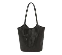 Kexpery Woven PU Leather Tote Bag Large Capacity Handbag with Purse Top-handle Shoulder Bag Work Commuter Day Bags for Women Travel Vacation Beach Weekend (Black)